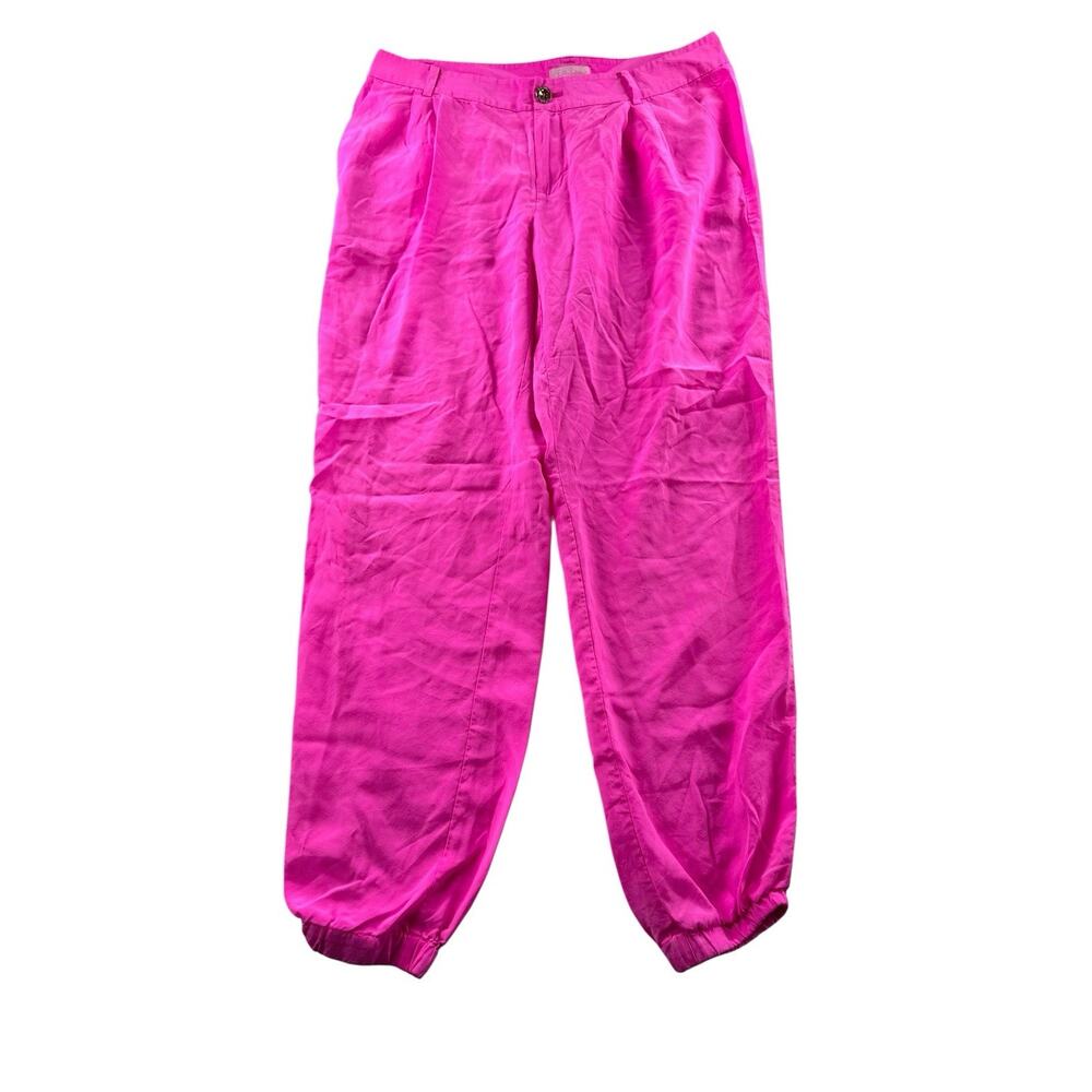 Lilly Pulitzer Hot Pink Silk Joggers Womens Size 6 Lightweight Casual Barbie